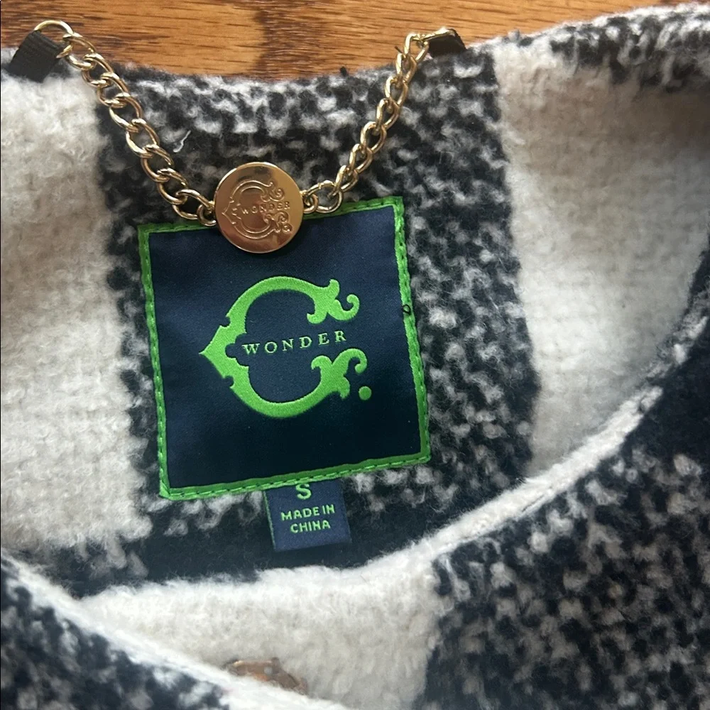 C. Wonder Black and White Checkered Coat Size Small - Picture 3 of 10